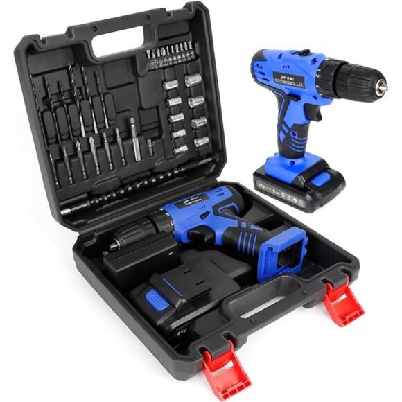 21V Cordless Drill, 350 in-lb Torque,0-1350RMP Variable Speed,10MM 3/8'' Keyless - Picture 1 of 7